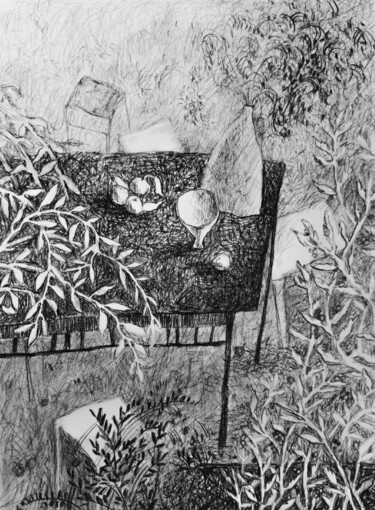 Рисунок под названием "Летние вечера" - Алена Михайлова (Eorina), Подлинное произведение искусства, Древесный уголь