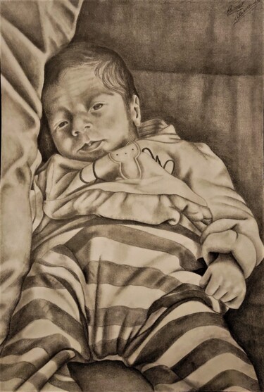 Drawing titled "Mia figlia Serena" by Alessandro Rizzo, Original Artwork, Graphite