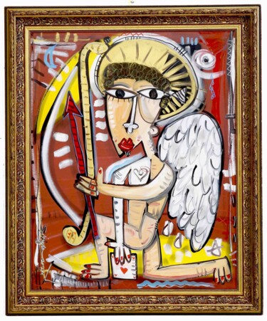 Painting titled "Eros il Dio dell'Am…" by Alessandro Siviglia, Original Artwork, Acrylic Mounted on Wood Stretcher frame