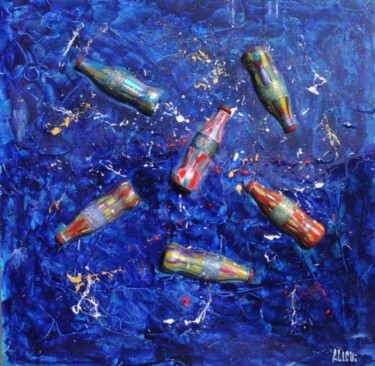 Painting titled "Coca Cola deep blue" by Alessandro Coralli, Original Artwork, Oil