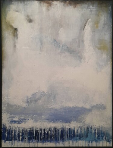 Картина под названием ""Abstract, blue whi…" - Alessio Mariotto, Подлинное произведение искусства, Акрил Установлен на Дерев…