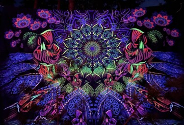 Digital Arts titled "Shamanic tapestry "…" by Alex Anahart, Original Artwork, Fabric