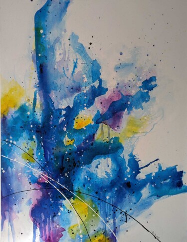 Peinture intitulée "Corail Bleu" par Alex Boulant, Œuvre d'art originale, Acrylique