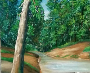 Pintura titulada "O rio e a floresta" por Alex Carvalho, Obra de arte original, Acrílico