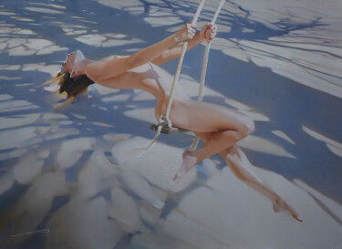 Malarstwo zatytułowany „"Flying away "” autorstwa Alex Chernigin, Oryginalna praca, Olej Zamontowany na Drewniana rama noszy