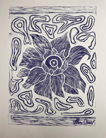 Prenten & gravures getiteld "FLOWER EYE VIOLET (…" door Alex Danv, Origineel Kunstwerk, Inkt