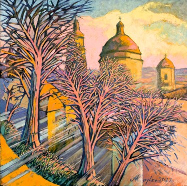 Malerei mit dem Titel "DUSK IN THE DOWNTOWN" von Alex Kopylov, Original-Kunstwerk, Öl