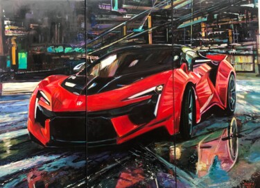 Pintura intitulada "Fantastic car- Thre…" por Alex Loreci, Obras de arte originais, Acrílico