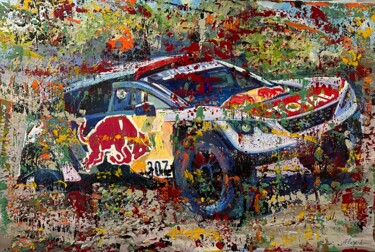 Malerei mit dem Titel "Dakar rally- Peugeot" von Alex Loreci, Original-Kunstwerk, Acryl