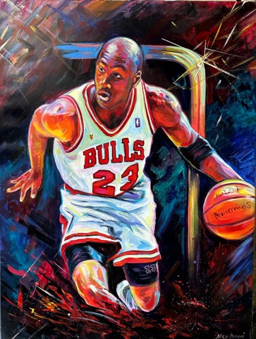 Painting titled "Michael Jordan" by Alex Loreci, Original Artwork, Acrylic