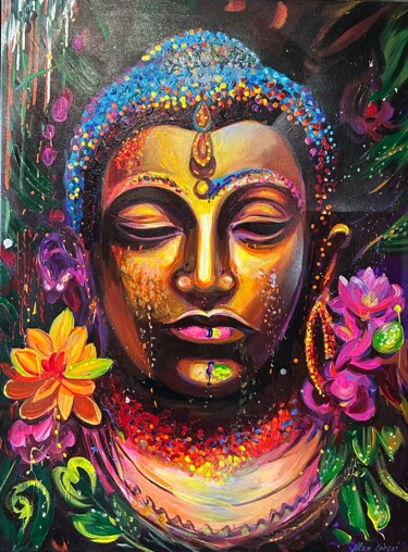 Картина под названием "Buddha nr.15" - Alex Loreci, Подлинное произведение искусства, Акрил