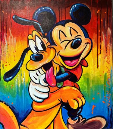 Pittura intitolato "Mickey Mouse & Goofy" da Alex Loreci, Opera d'arte originale, Acrilico