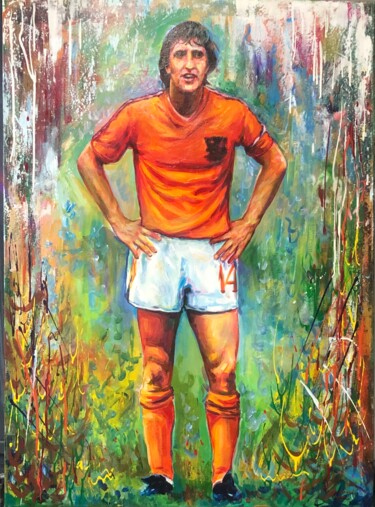 Schilderij getiteld "Johan Cruijff nr. 11" door Alex Loreci, Origineel Kunstwerk, Acryl