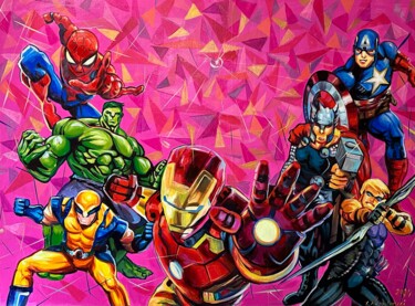 Malerei mit dem Titel "Superhelden" von Alex Loreci, Original-Kunstwerk, Acryl