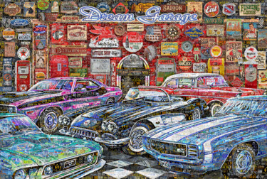 제목이 "Dream Garage Collag…"인 콜라주 Alex Loskutov로, 원작, 콜라주