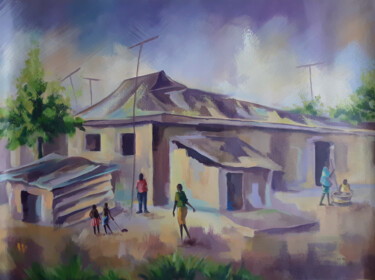 Painting titled "One Fine Afternoon" by Alex Mensah, Original Artwork, Acrylic