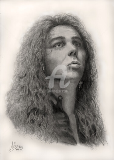 Zeichnungen mit dem Titel "Yngwie Malmsteen In…" von Alex Mets, Original-Kunstwerk, Kohle