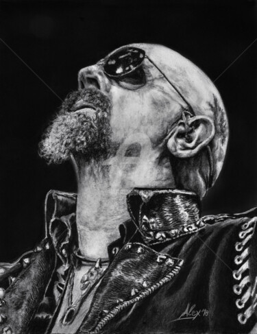Disegno intitolato "Rob Halford Metal G…" da Alex Mets, Opera d'arte originale, Carbone