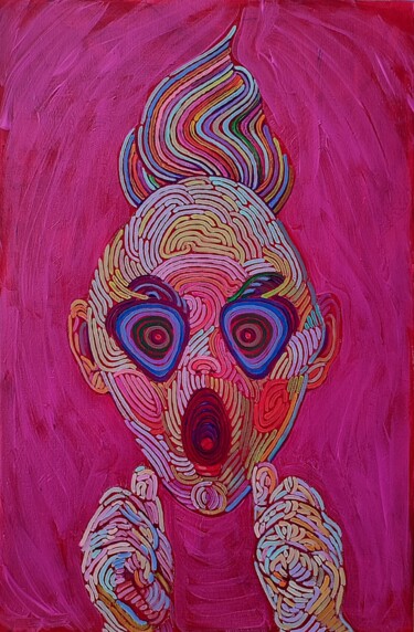 Malerei mit dem Titel "In mask" von Alexandra Finkelchtein, Original-Kunstwerk, Acryl