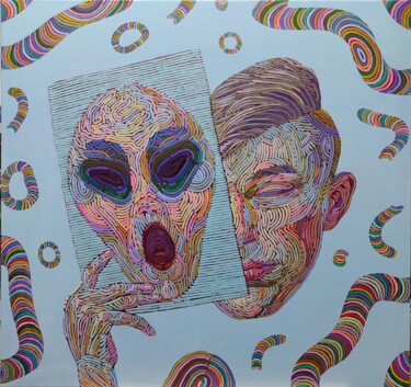 Картина под названием "With Mask" - Alexandra Finkelchtein, Подлинное произведение искусства, Акрил