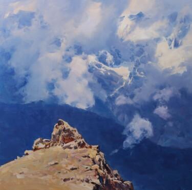 Painting titled "Blue of the mountai…" by Alexander Babich, Original Artwork, Oil