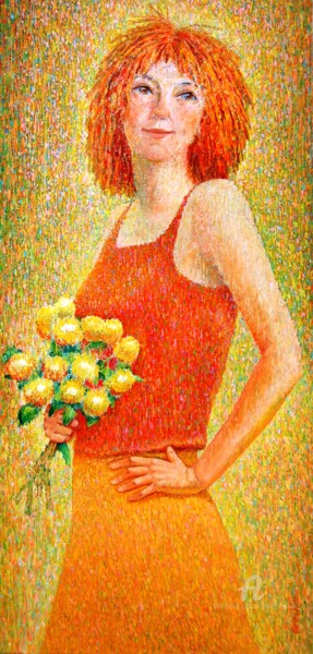 Schilderij getiteld "Рыжая юность" door Alexander Breskin, Origineel Kunstwerk, Olie