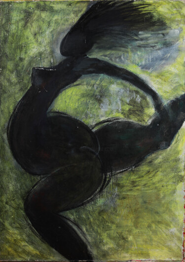 Ζωγραφική με τίτλο "Black runing" από Alexander Chalovsky, Αυθεντικά έργα τέχνης, Λάδι Τοποθετήθηκε στο Ξύλινο πάνελ