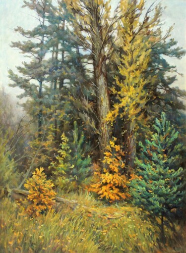 Peinture intitulée "Смешанный лес. Дубки" par Aleksandr Kusenko, Œuvre d'art originale, Huile