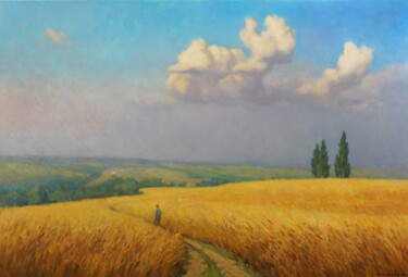 Картина под названием "Пшеничные поля" - Александр Кусенко, Подлинное произведение искусства, Масло