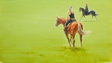 Painting titled "Two Riders" by Alexander Levich, Original Artwork, Oil