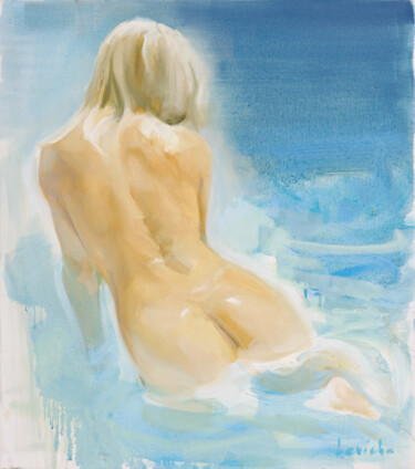 Painting titled "Spa & Wellness – II" by Alexander Levich, Original Artwork, Oil Mounted on Wood Stretcher frame