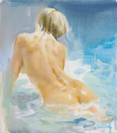 Painting titled "Spa & Wellness – I" by Alexander Levich, Original Artwork, Oil Mounted on Wood Stretcher frame