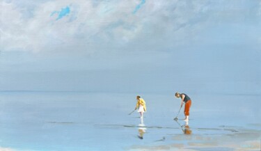 Painting titled "Shellfish Gatherers" by Alexander Levich, Original Artwork, Oil