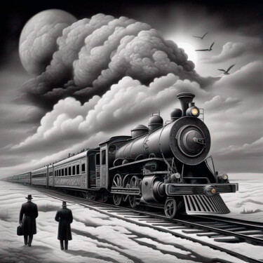 Digital Arts titled "Apocalyptic train" by Alexander Mats, Original Artwork, AI generated image