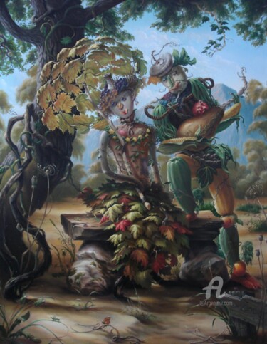 Pintura titulada "lovers" por Aleksandr Mikhalchuk, Obra de arte original, Oleo