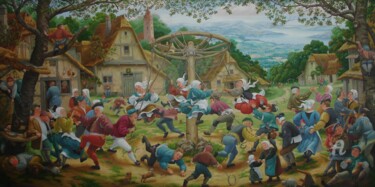 Pintura titulada "" Rural festivities…" por Aleksandr Mikhalchuk, Obra de arte original