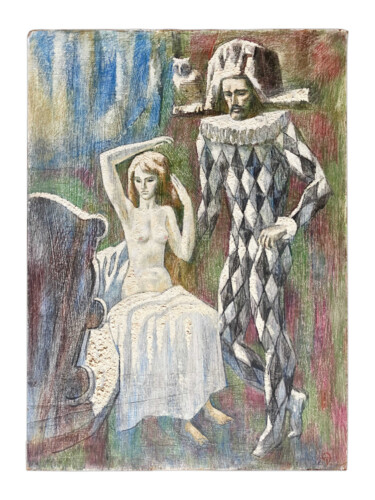 Pittura intitolato "Harlequin and a lady" da Alexander Turansky, Opera d'arte originale, Olio