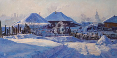 Painting titled "Snowy Winter Day" by Alexander Volya, Original Artwork, Oil