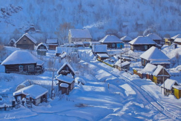 Картина под названием "Bright winter day" - Alexander Volya, Подлинное произведение искусства, Масло