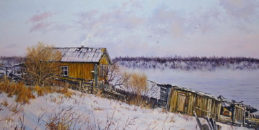 Painting titled "Onshore. Winter" by Alexander Volya, Original Artwork, Oil