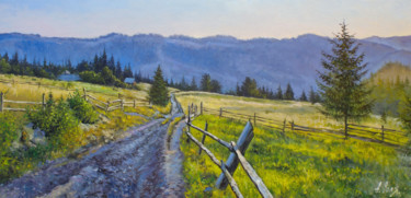 Painting titled "Road. Morning" by Alexander Volya, Original Artwork, Oil