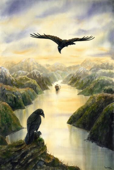 "Raven`s Fjord. Watc…" başlıklı Tablo Alexandr Karpov tarafından, Orijinal sanat, Suluboya