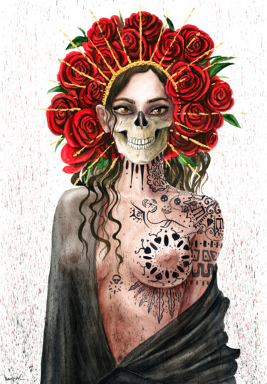 绘画 标题为“Santa Muerte” 由Alexandr Karpov, 原创艺术品, 水彩