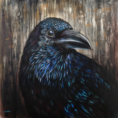 「Black Raven Portrait」というタイトルの絵画 Alexandr Karpovによって, オリジナルのアートワーク, アクリル