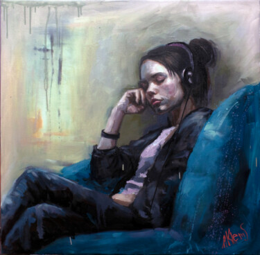 Peinture intitulée "Sleeping Girl with…" par Alexandr Klemens, Œuvre d'art originale, Huile