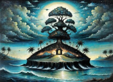 Pintura titulada "Island Serenity" por Alexandr Kuznetsov, Obra de arte original, Acrílico Montado en Bastidor de camilla de…