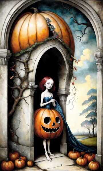 Pintura titulada "Pumpkin Welcome" por Alexandr Kuznetsov, Obra de arte original, Acrílico Montado en Bastidor de camilla de…