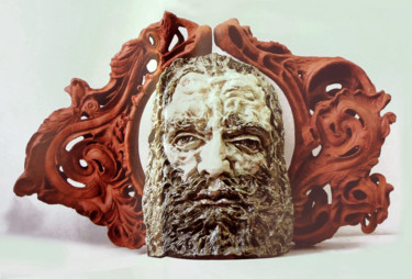 Sculptuur getiteld "Self-portrait in wa…" door Alexandr Moskvitin, Origineel Kunstwerk, Keramiek