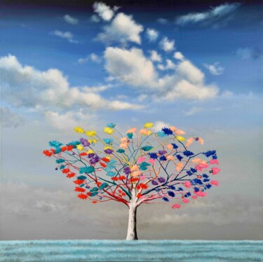 Картина под названием "L'arbre de la créat…" - Alexandra Battezzati, Подлинное произведение искусства, Акрил