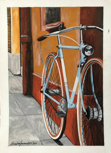 Pintura titulada "Bicicleta I" por Alexandra Bernardes, Obra de arte original, Acuarela
